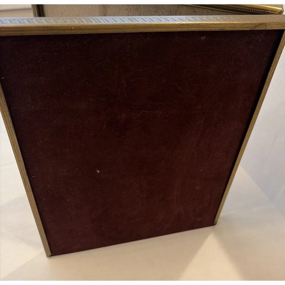 Vintage Gold Tone Bifold Hinged Double Picture Frame Art Deco 8x10